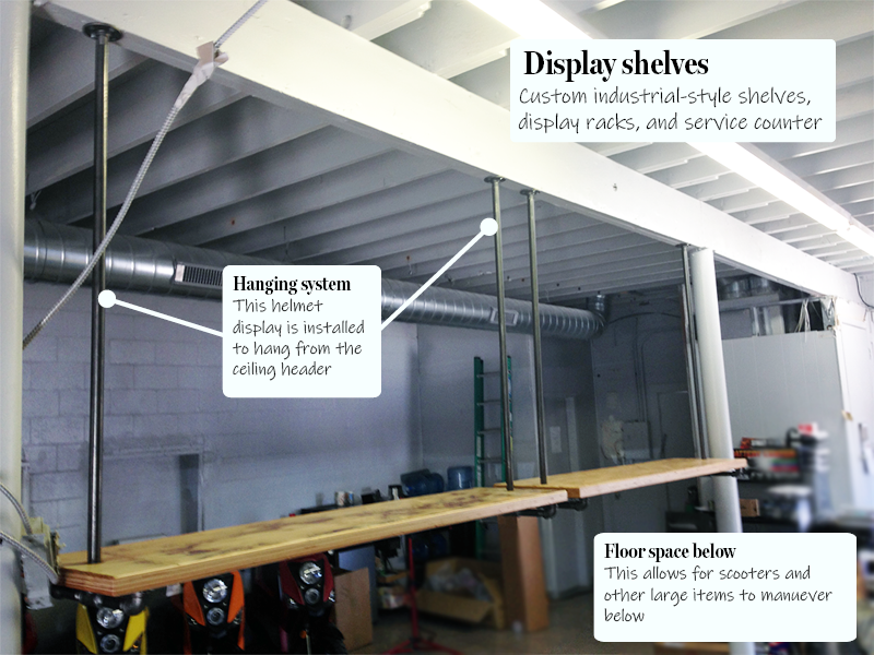 Urban Moto ceiling-hung shelf