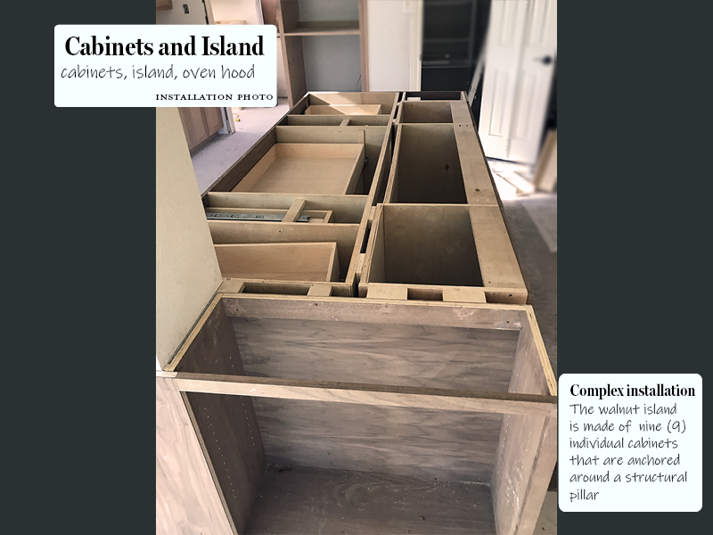 Walnut Creek cabinets island assembly