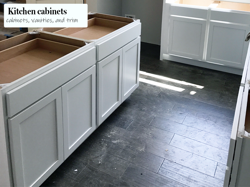 Gray and White kitchen island front